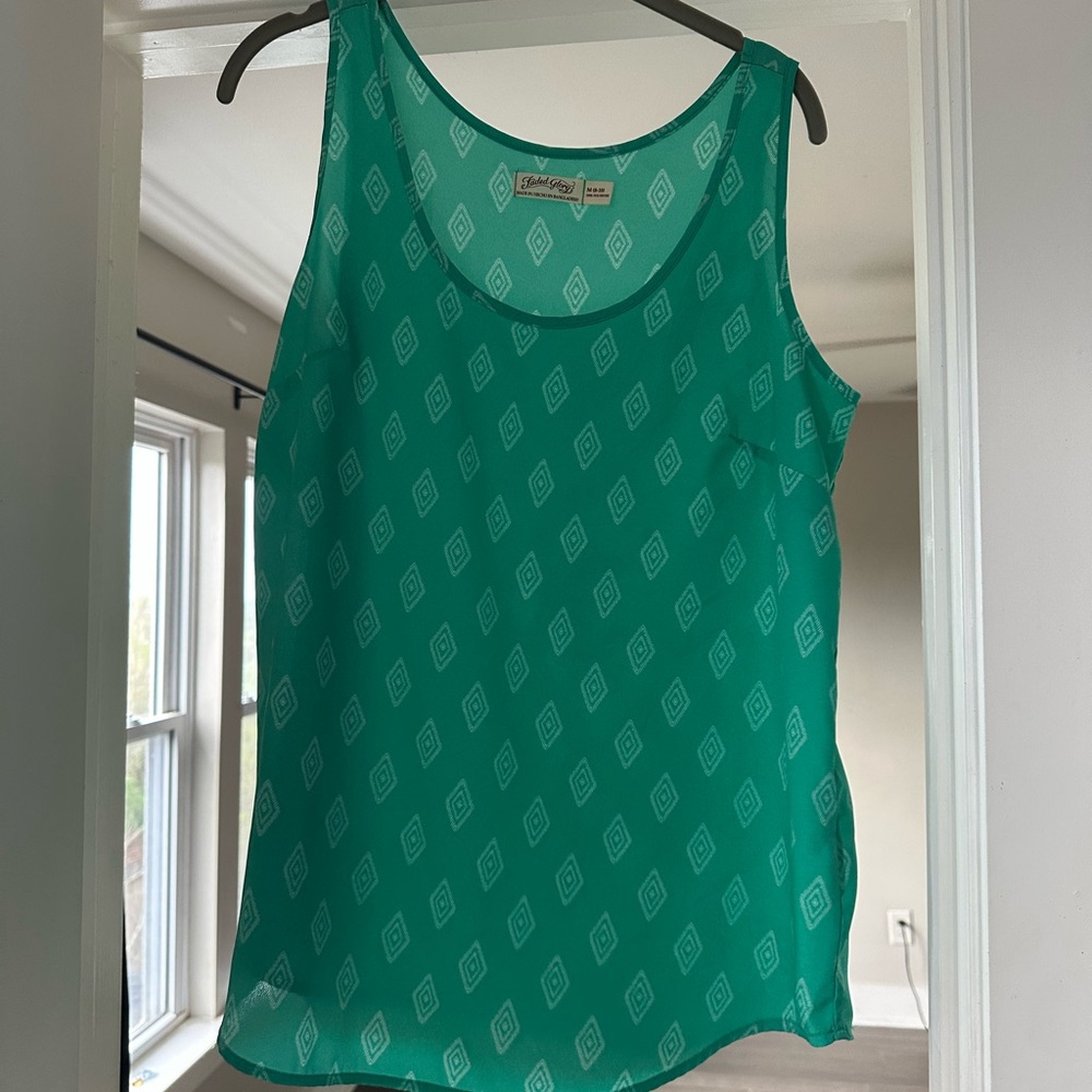 Green Geometric Patterned Women's Top